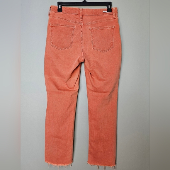 Pilcro & the Letterpress x Anthro High Rise Crop Bootcut Jeans, Size 29, Orange - Picture 6 of 14